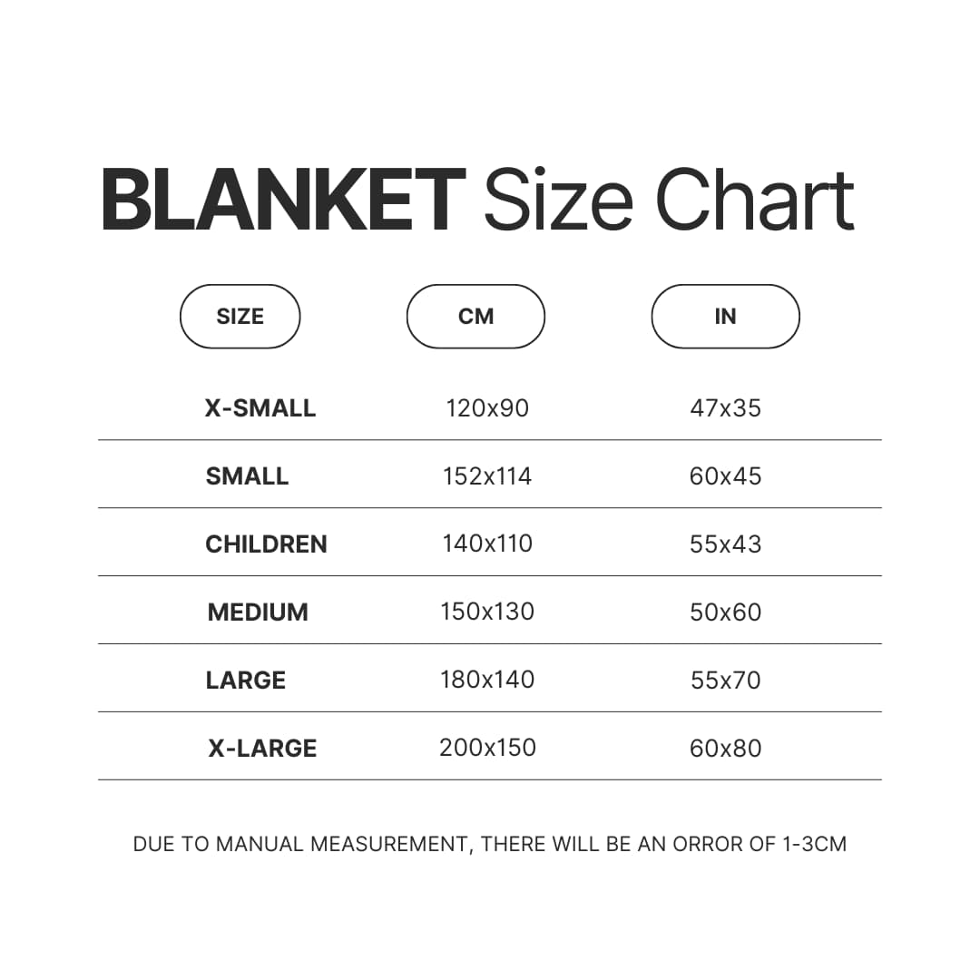 Blanket Size Chart - Widespread Panic Merch