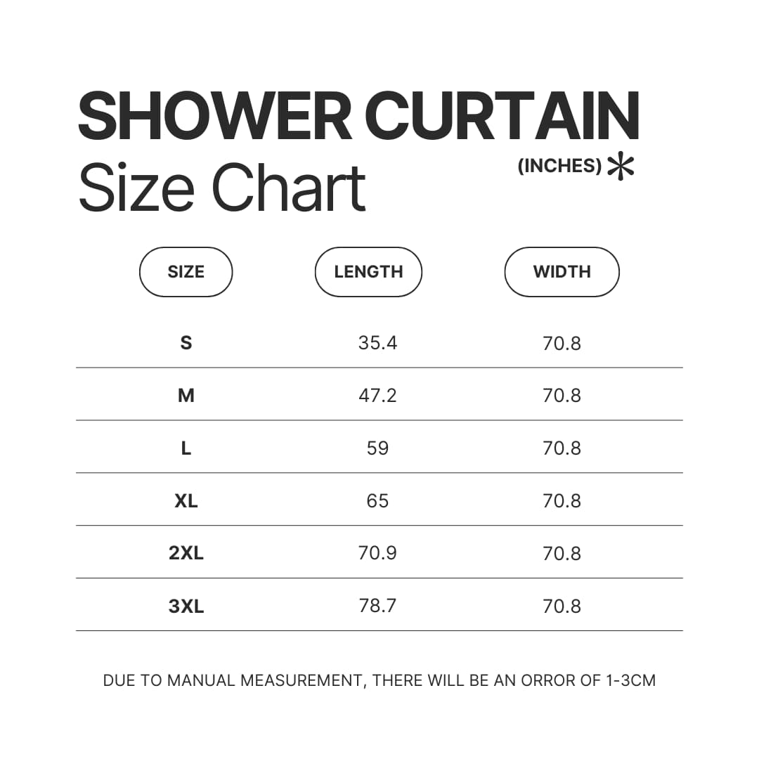 Shower Curtain Size Chart - Widespread Panic Merch