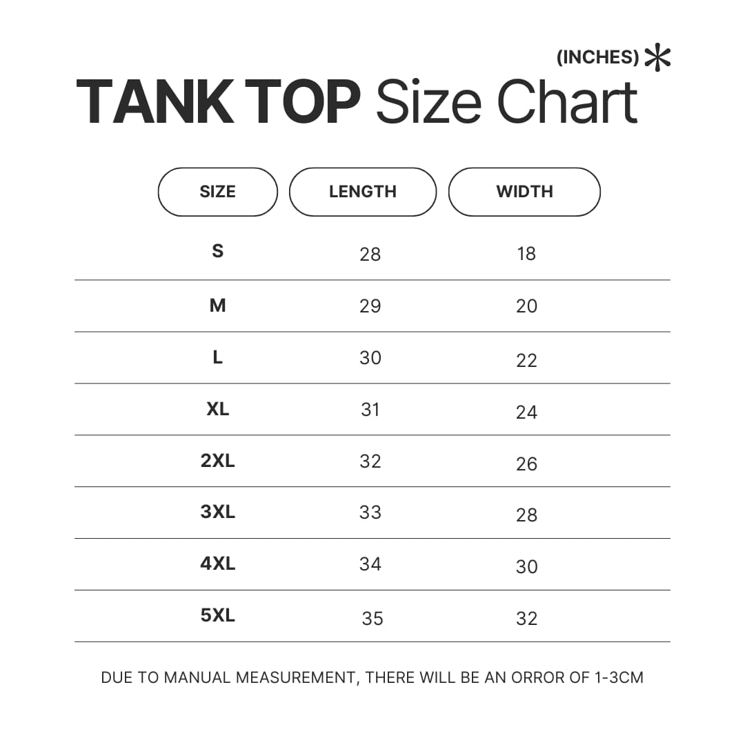 Tank Top Size Chart - Widespread Panic Merch