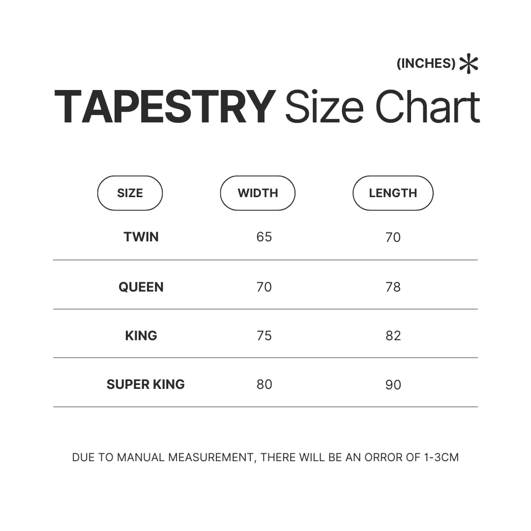 Tapestry Size Chart - Widespread Panic Merch