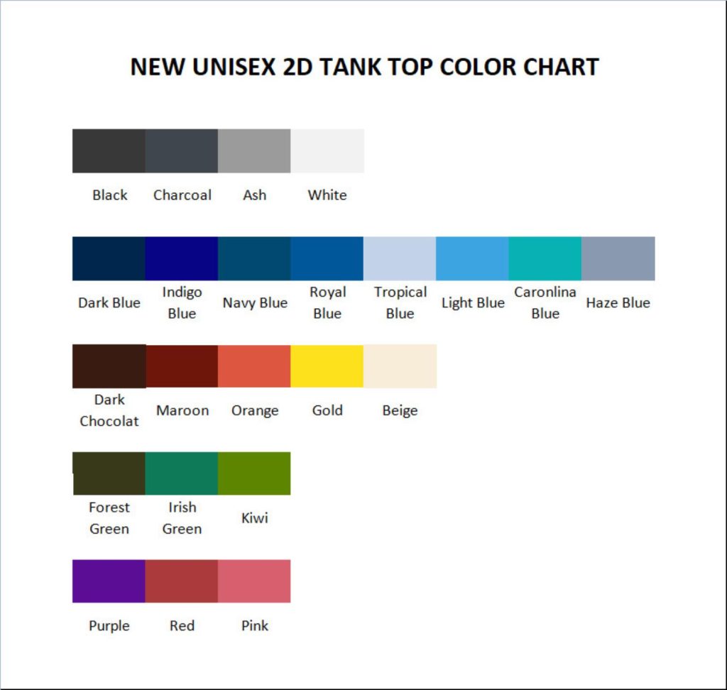 tank top color chart - Widespread Panic Merch